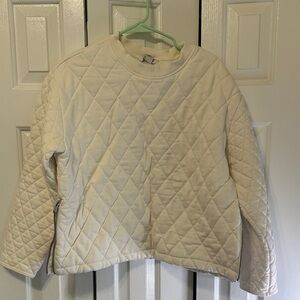Athleta Ivory Quilted Pullover